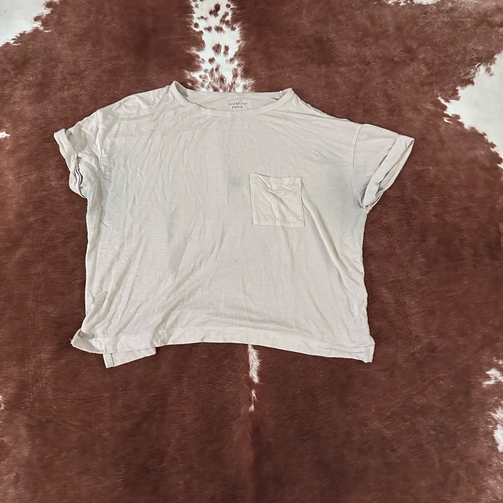 American Eagle Outfitters White T-Shirt with Pocket
